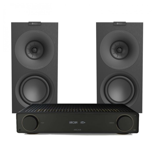 KEF Concerto Meta Speakers & Arcam A5+ Integrated Amplifier, Black