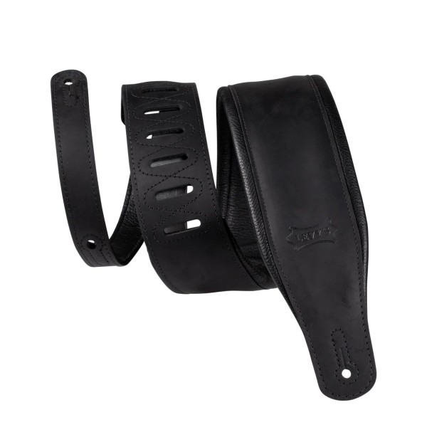 Levy's Wide Butter 3.25" Premium Leather Guitar Strap, Black - Main