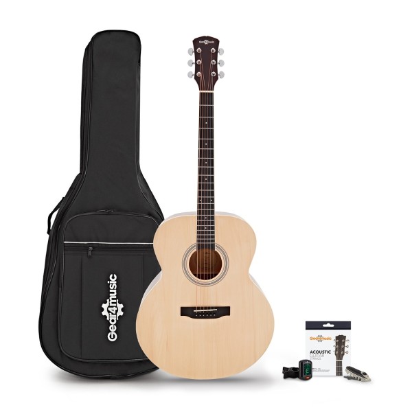 Jumbo Acoustic Guitar & Accessory Pack by Gear4music, Natural