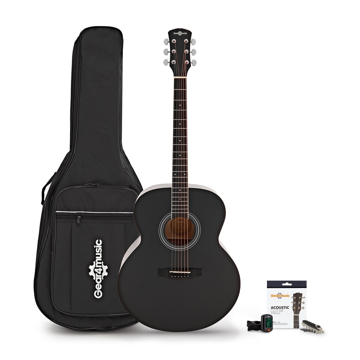 Click to view product details and reviews for Jumbo Left Handed Acoustic Guitar Accessory Pack By Gear4music Black.