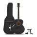 Jumbo Left Handed Acoustic Guitar & Accessory Pack by Gear4music, Black