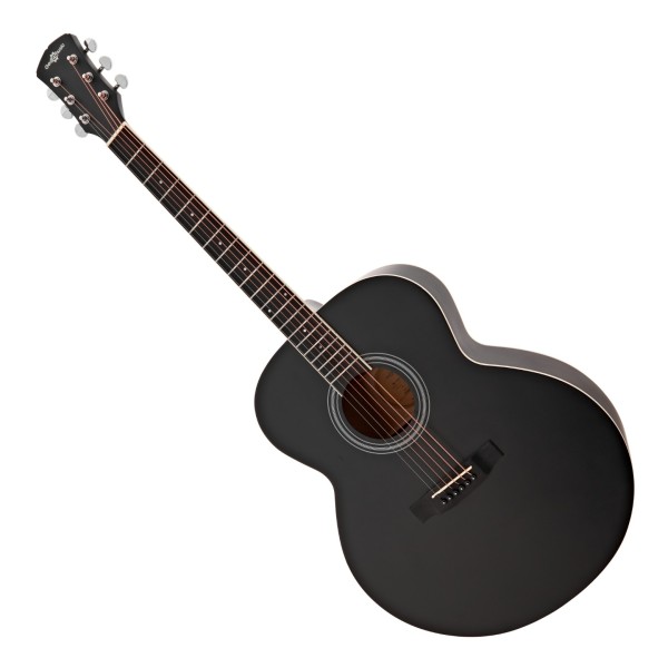Jumbo Left Handed Acoustic Guitar & Accessory Pack by Gear4music, Black