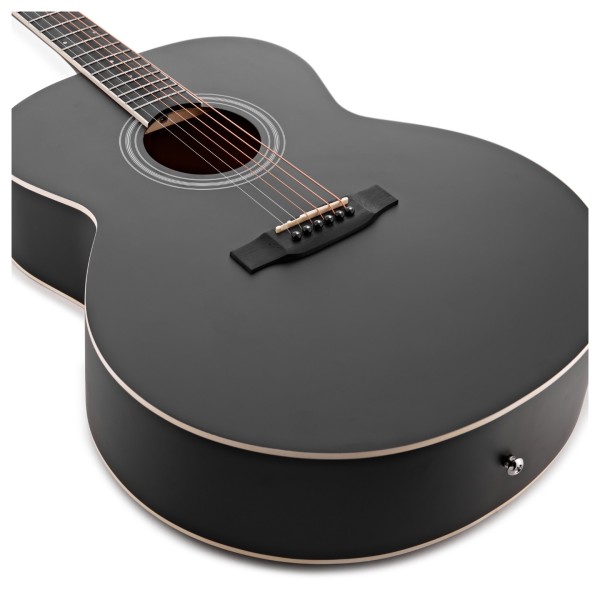 Jumbo Left Handed Acoustic Guitar & Accessory Pack by Gear4music, Black