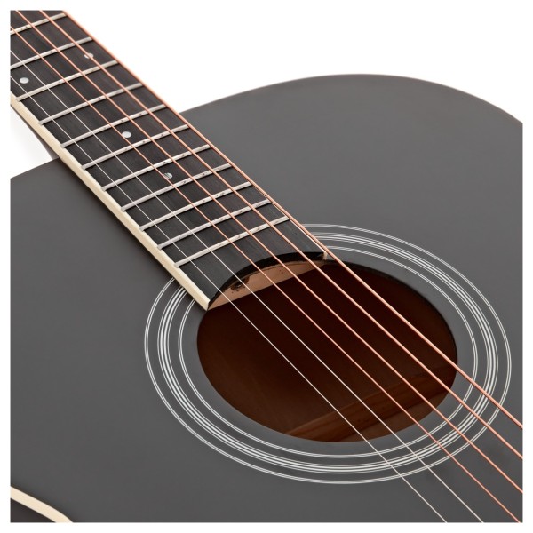 Jumbo Left Handed Acoustic Guitar & Accessory Pack by Gear4music, Black
