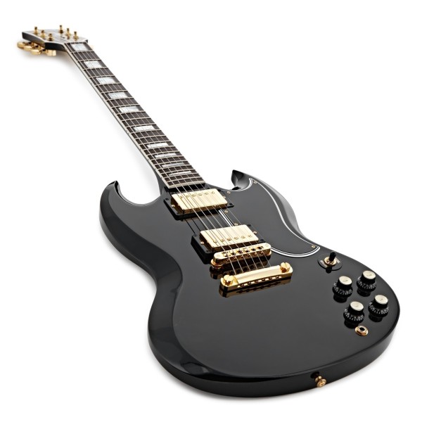 Gibson Custom SG Custom 2-Pickup, Ebony Fingerboard Gloss, Ebony - Ex Demo - angled shot