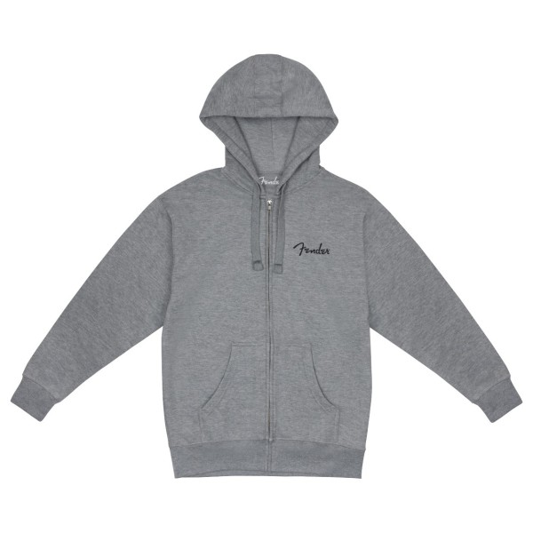 Fender Spaghetti Small Logo Zip Front Hoodie, Athletic Gray, S