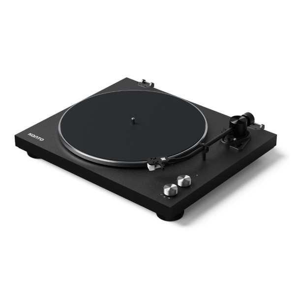 Kanto OBI3 Turntable with Bluetooth, Matte Black - Angled