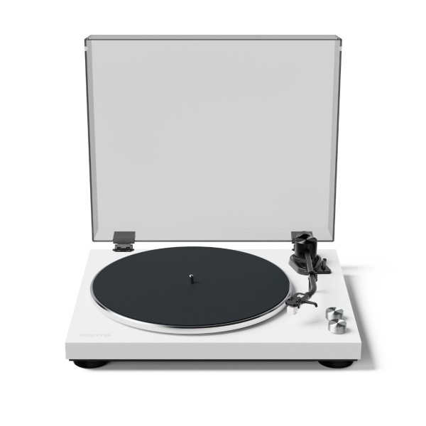 Kanto OBI3 Bluetooth Turntable, White - Front Open