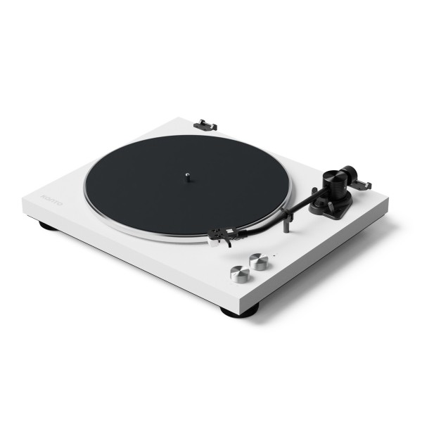Kanto OBI3 Turntable with Bluetooth, Matte White - Angled
