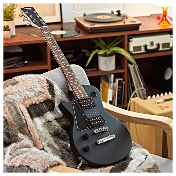 3/4 New Jersey Left Handed Electric Guitar by Gear4music, Black