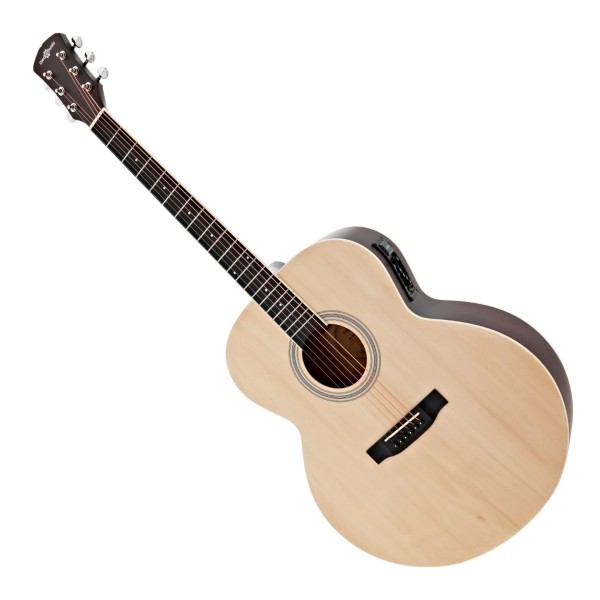 Jumbo Left Handed Electro Acoustic Guitar Natural, 15W Acoustic Amp & Accessory Pack
