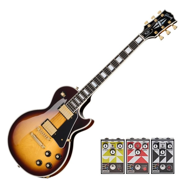 Gibson Les Paul Custom 70s, Tobacco Burst w/ 3 Free Maestro Pedals