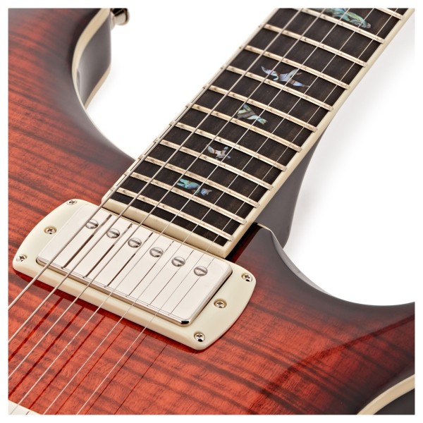 PRS SE Hollowbody II Piezo, Orange Tiger Smokeburst (2026) - upper frets