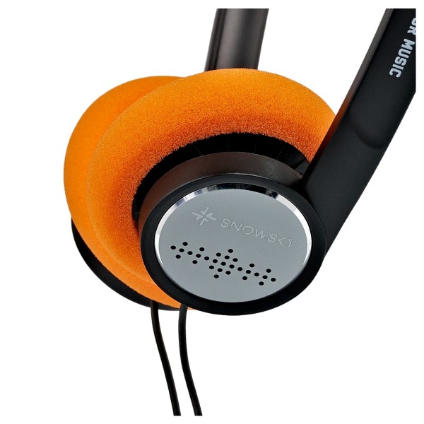 FiiO Snowsky Wind Over Ear Headphones, Black with Orange Replacement Earpads - Close-up
