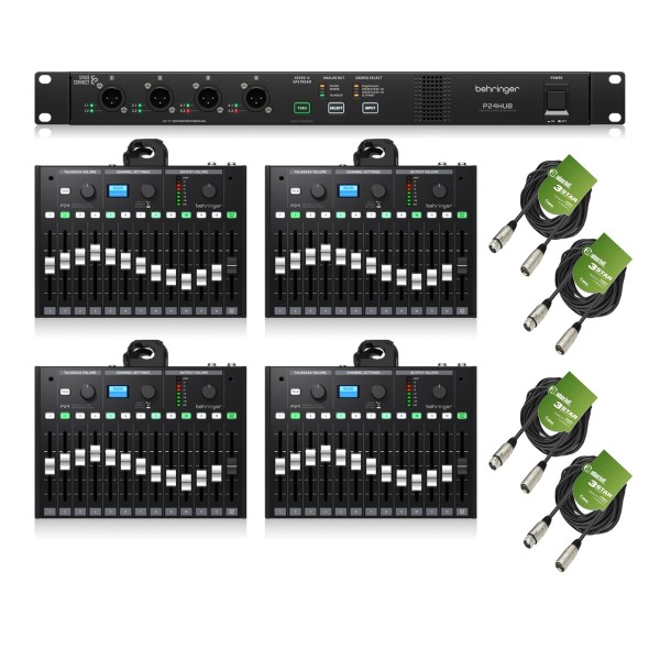 Behringer P24Hub StageConnect Hub Personal Monitor Mixing Bundle