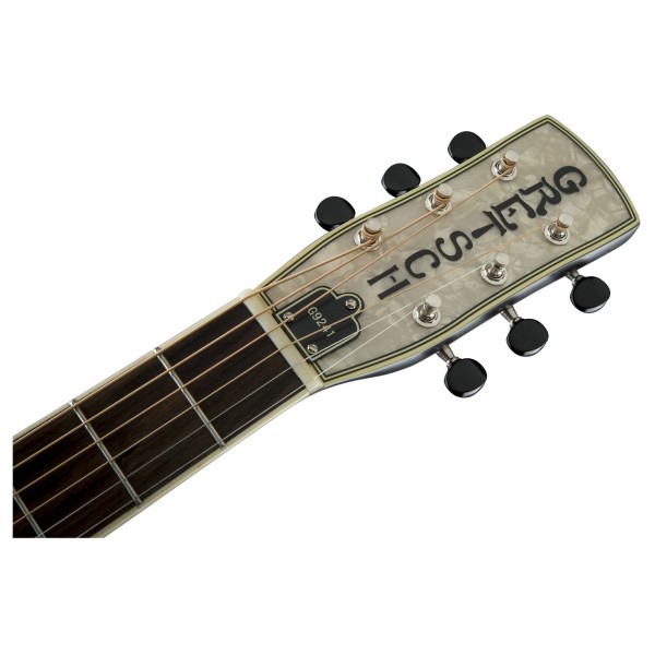 Gretsch G9240 Alligator Biscuit Roundneck Resonator, 2-Color Sunburst headstock View