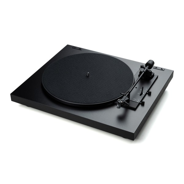 Pro-Ject A1.2 Fully Automatic Turntable, Black - Top, angled, felt mat on platter
