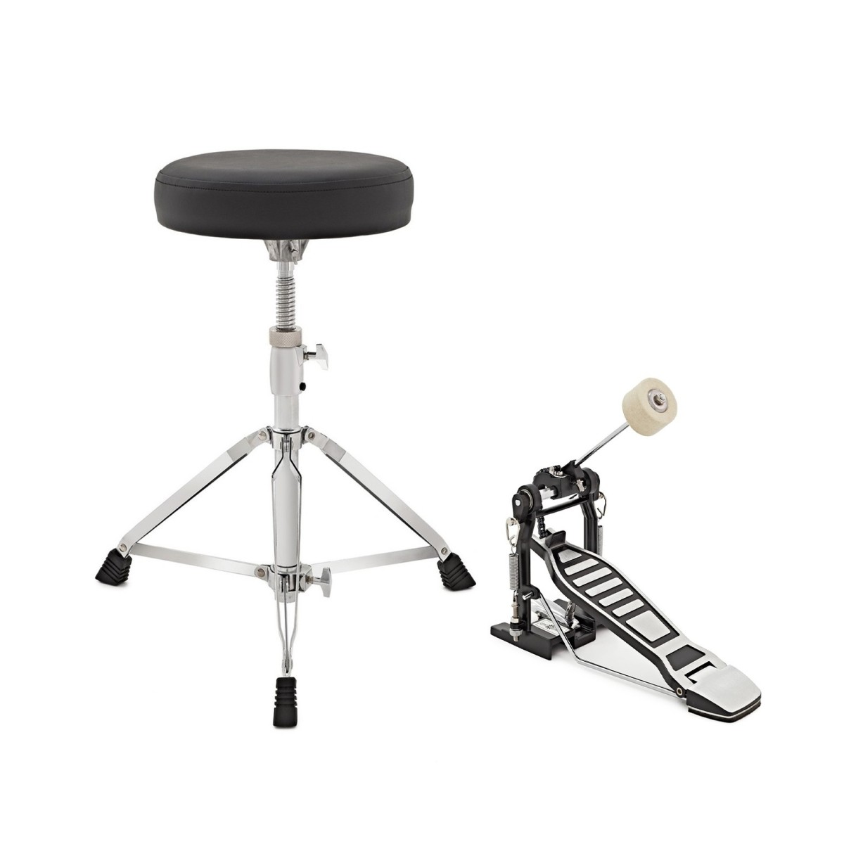 Click to view product details and reviews for Drum Throne Stool And Kick Drum Pedal Pack By Gear4music.