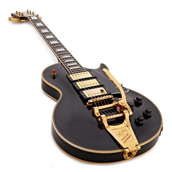 Gibson Custom 1957 Les Paul Custom Reissue 3-Pickup Bigsby Light Aged, Ebony #751237 - angled shot