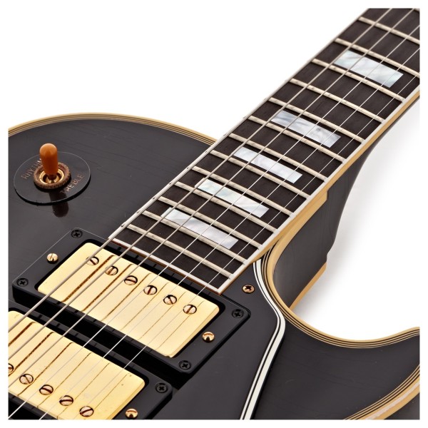 Gibson Custom 1957 Les Paul Custom Reissue 3-Pickup Bigsby Light Aged, Ebony #751237 - upper frets