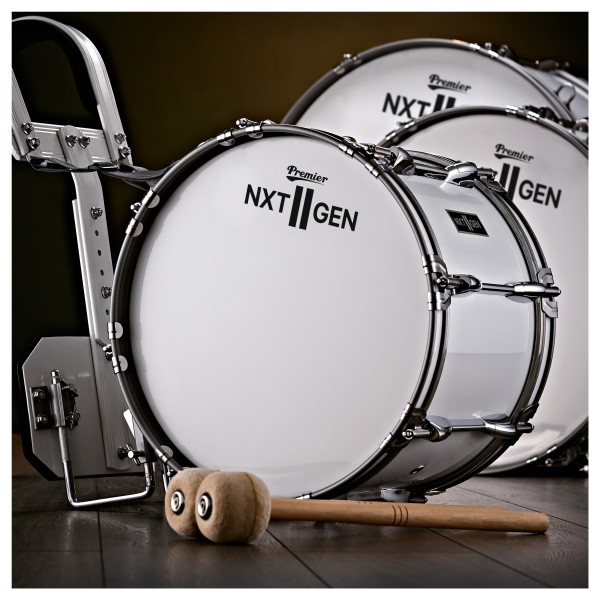 Premier NXT GEN Marching 16" x 10" Bass Drum, White