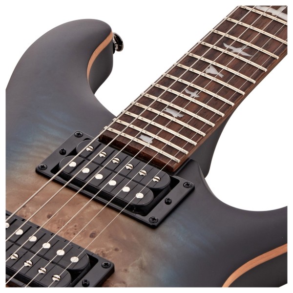 PRS SE Custom 24-08 Burl, Lake Blue Midnight Burst - upper frets