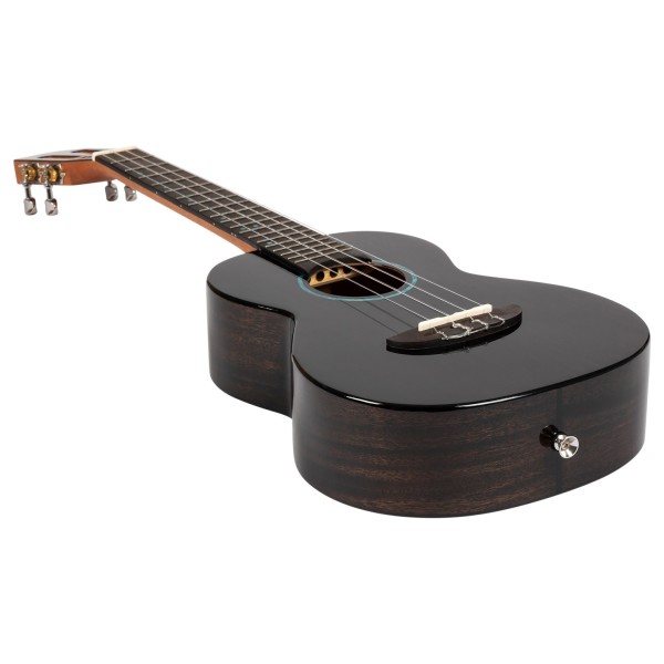 Flight Iris Tenor Tinta Ukulele, Trans Black - angled shot