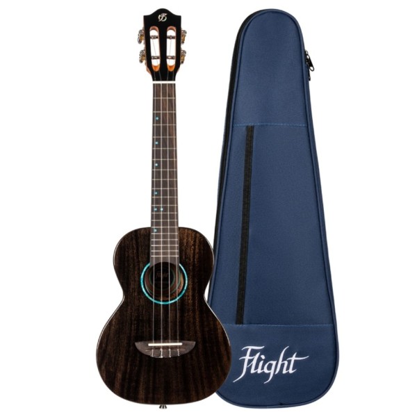 Flight Iris Tenor Tinta Ukulele, Trans Black - case