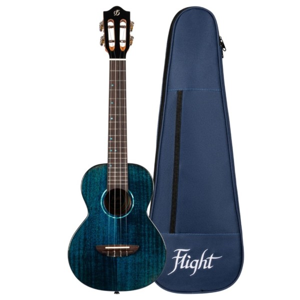 Flight Iris Tenor Tinta Ukulele, Trans Blue - case