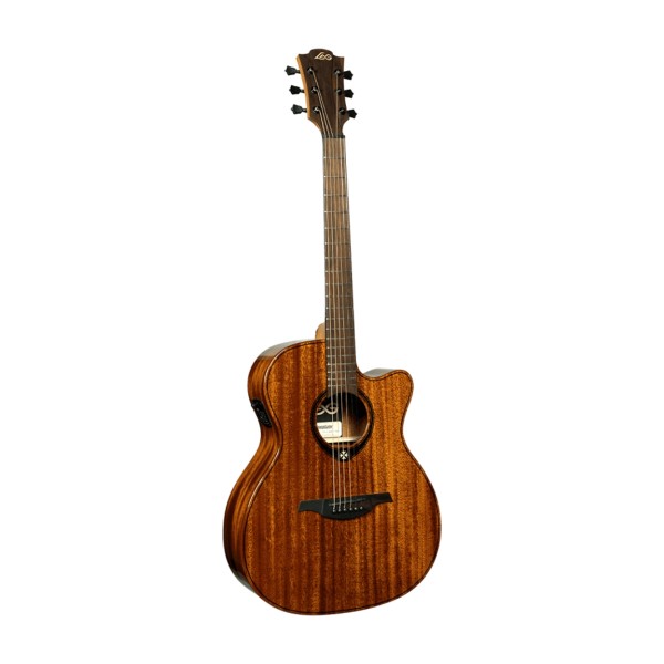 Lag Auditorium Cutaway Electro Acoustic Guitar, Angle 2