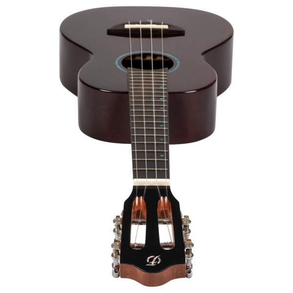 Flight Iris Tenor Tinta Ukulele, Trans Purple - headstock