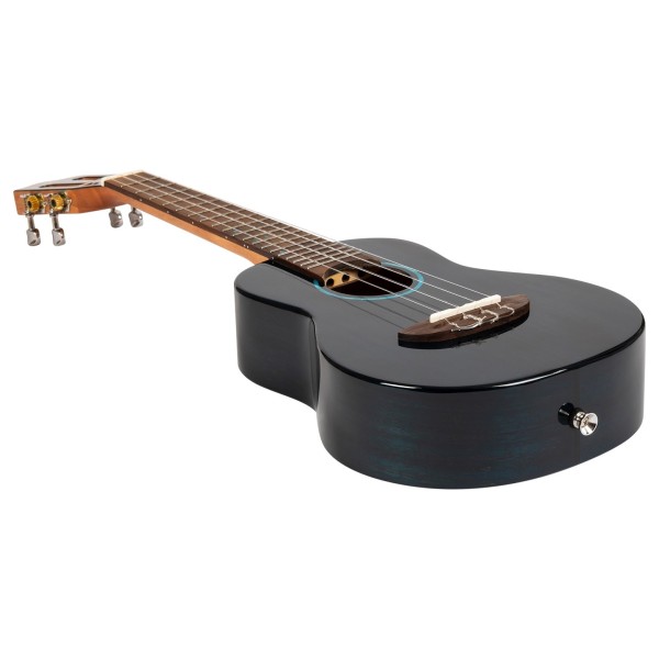 Flight Iris Concert Tinta Ukulele, Trans Blue - angled shot