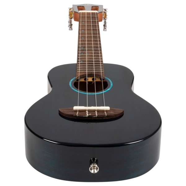 Flight Iris Concert Tinta Ukulele, Trans Blue - lower bout