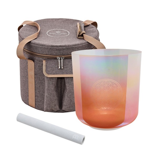 Meinl Sonic Energy 9" Essence Crystal Singing Bowl, 128 Hz, Light Rose Gold, Flower of Life