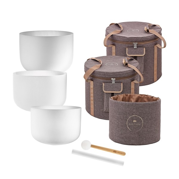 Meinl Sonic Energy 3-piece Crystal Singing Bowl Set, C3 / E3 / G3, 440 Hz