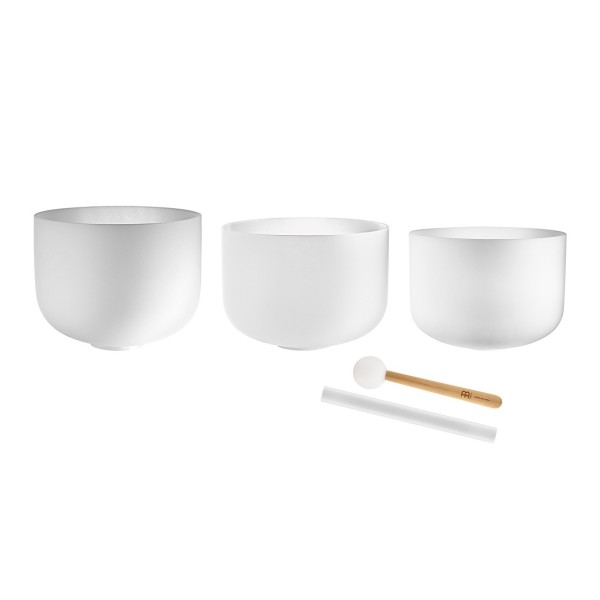 Meinl Sonic Energy 3-piece Crystal Singing Bowl Set, C3 / E3 / G3, 440 Hz