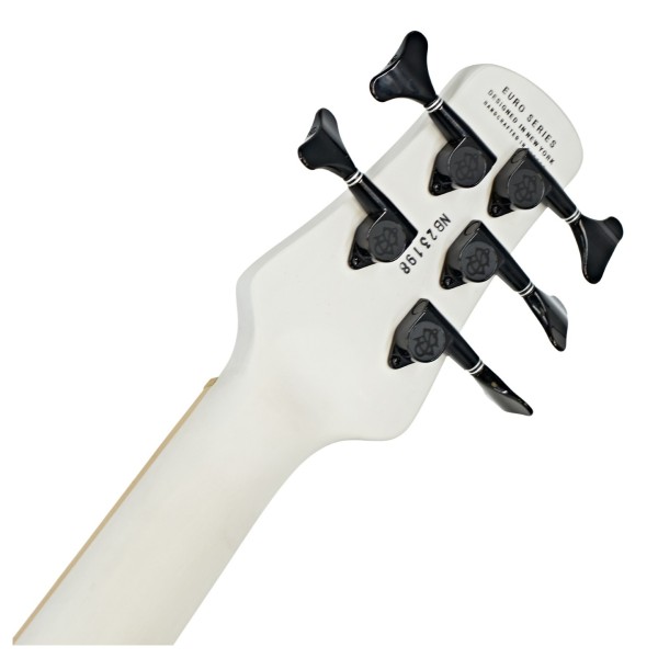 Spector Euro 5 LX Active 5 String Bass, White Stain Matte - back of headstock