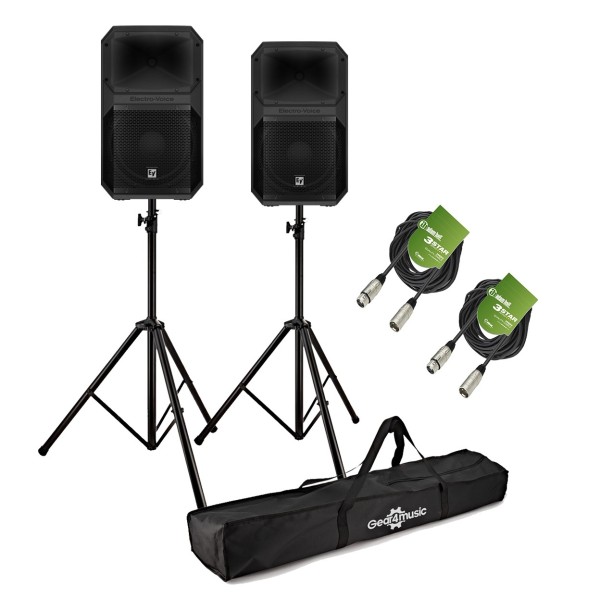 Electro-Voice Eviva 12P Active PA Speaker Bundle with Stands and Cables