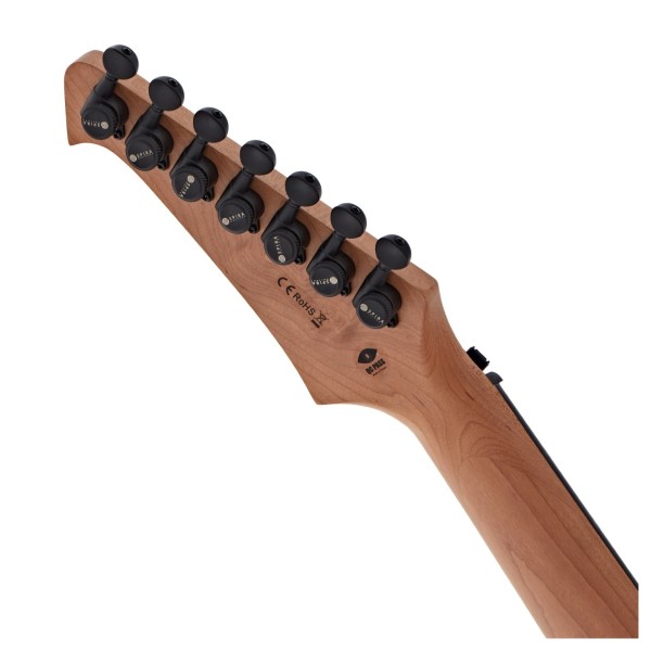 Spira Guitars S-407 MBK LH Left Handed, Satin Black - back of headstock