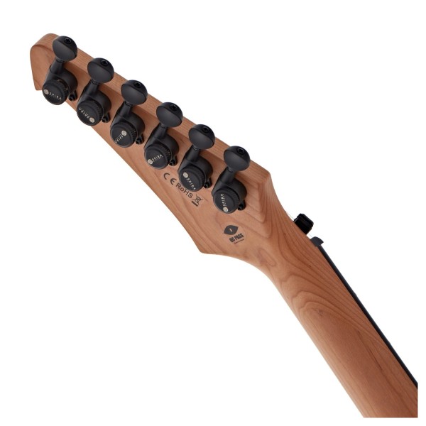 Spira Guitars S-400 MBK LH Left Handed, Satin Black - back of headstock