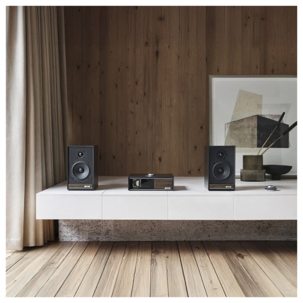 Ruark R610 Integrated Music System with Sabre-R Bookshelf Speakers (Pair), Charcoal lifestyle 4