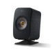 KEF P1 Desk Pad Stands (Pair), Black - With Black KEF LSX Speaker