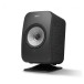 KEF P1 Desk Pad Stands (Pair), Black - With Grey KEF LSX Speaker