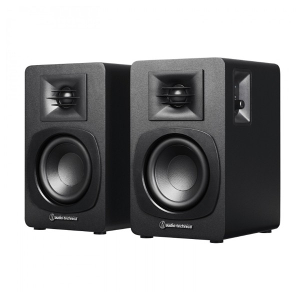 Audio Technica AT-SP3X Powered Bookshelf Speakers (Pair), Black angle 