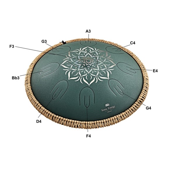Meinl Sonic Energy 16" Octave Steel Tongue Drum, F Major, 9 Notes, 432 Hz, Dark Green Engraved