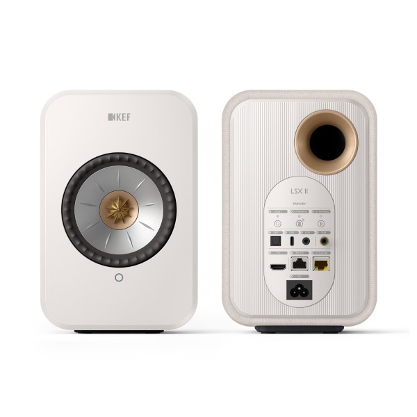 KEF LSX II Wireless Hi-Fi Speaker System (Pair), Cotton White front and back 