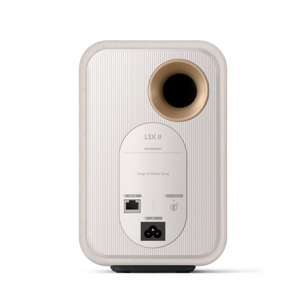 KEF LSX II Wireless Hi-Fi Speaker System (Pair), Cotton White rear 