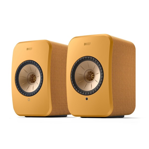 KEF LSX II Wireless Hi-Fi Speaker System (Pair), Amber Haze front angle 