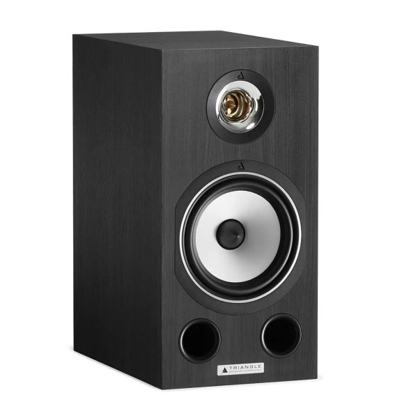 Triangle Comete EZ Bookshelf Speakers (Pair), Black Ash - angle no grille 