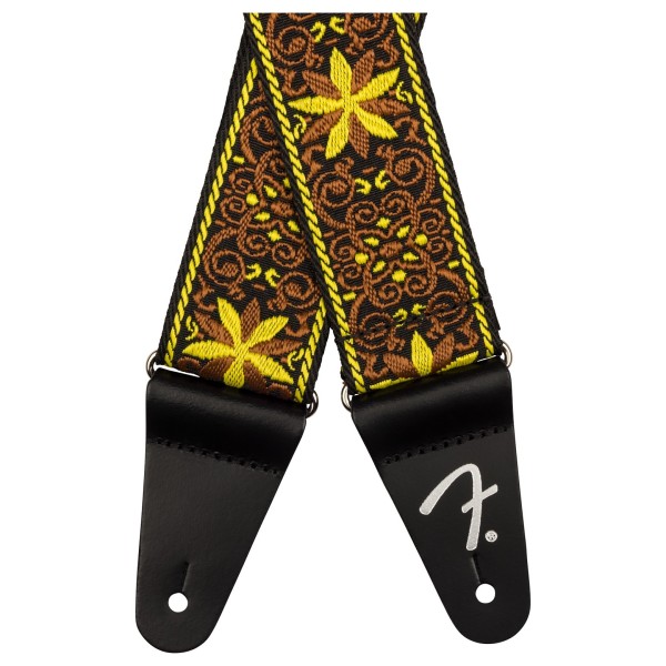 Fender Pasadena Woven Strap, Yellow Wallflower - ends